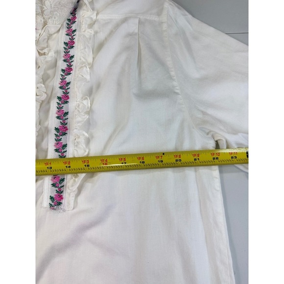 Seidensticker White Floral Embroidered Lace Trim Blouse Top Size 38 Vintage - Picture 12 of 16